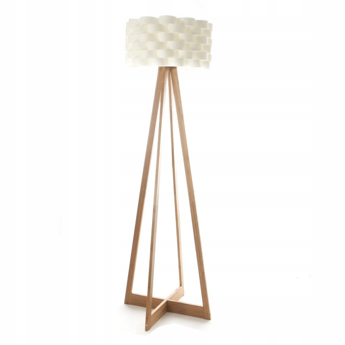 Bambusová Podlahová Lampa, Biela Farba, Výška 150 CM