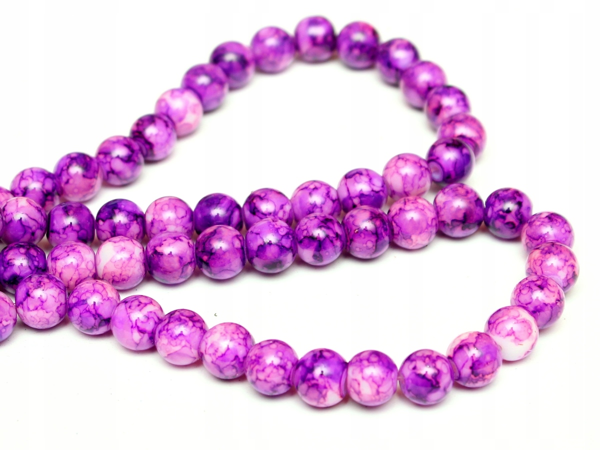 KM27 koraliki szklane Marmurki 20szt 8mm orchidea
