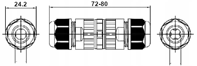 MUFA POŁĄCZENIOWA HERMETYCZNA IP68 PRZELOTOWA 3PIN Rodzaj adapter