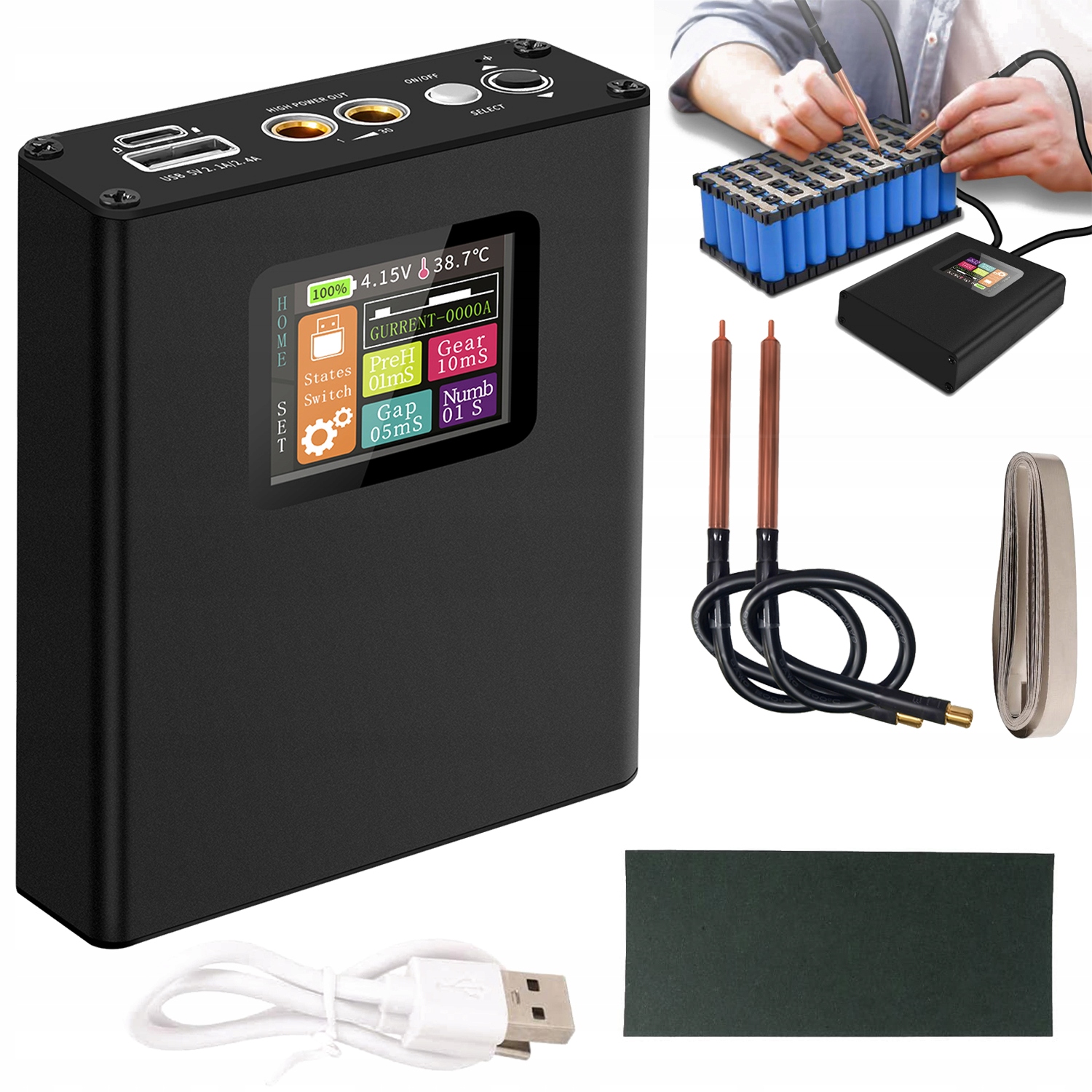 Mini Zgrzewarka Punktowa LCD 5000 mAh Przenośna Do Akumulatorów Baterii Diy