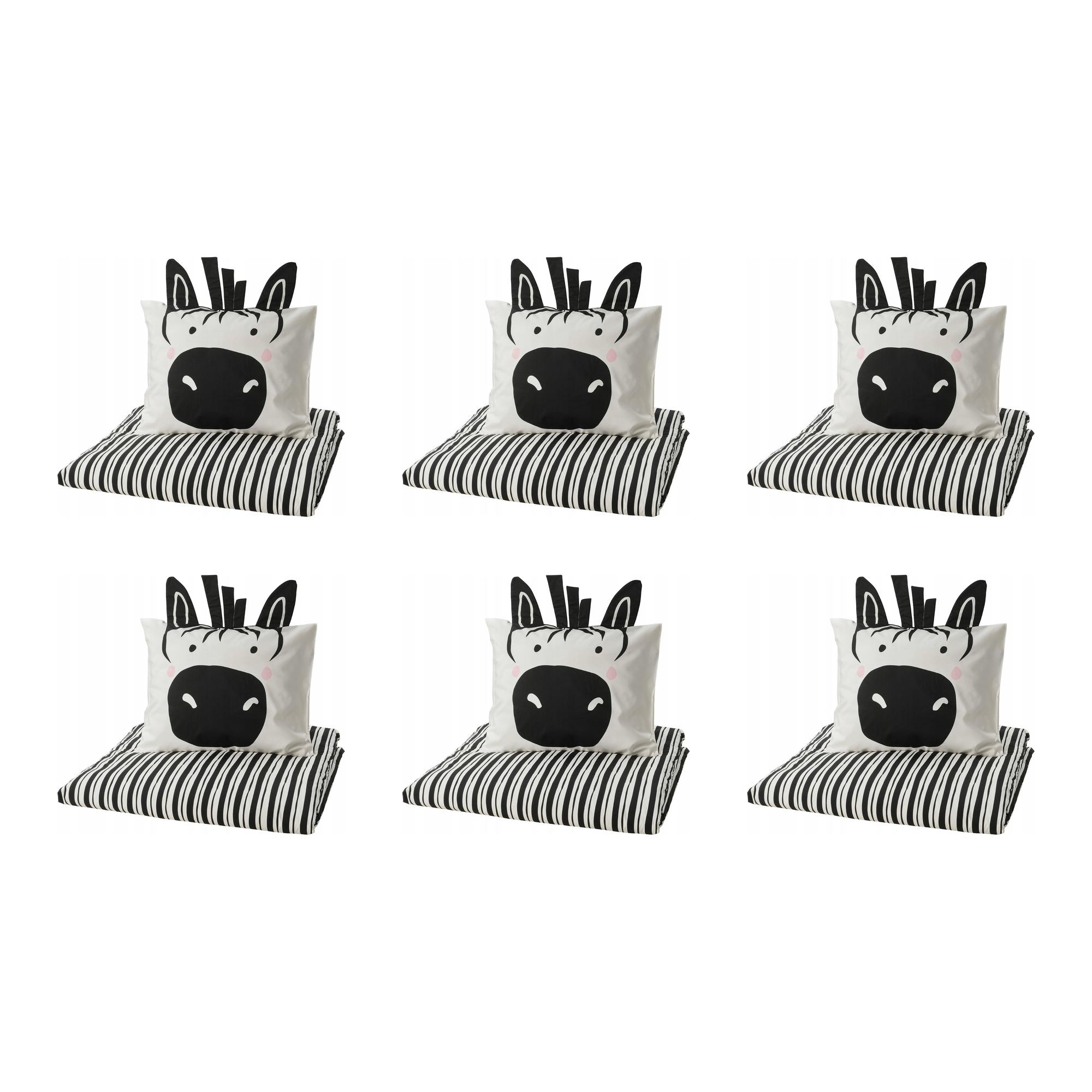 6 szt. Poszwa na kołdrę i poszewka zebra 150x200 50x60 Natthager