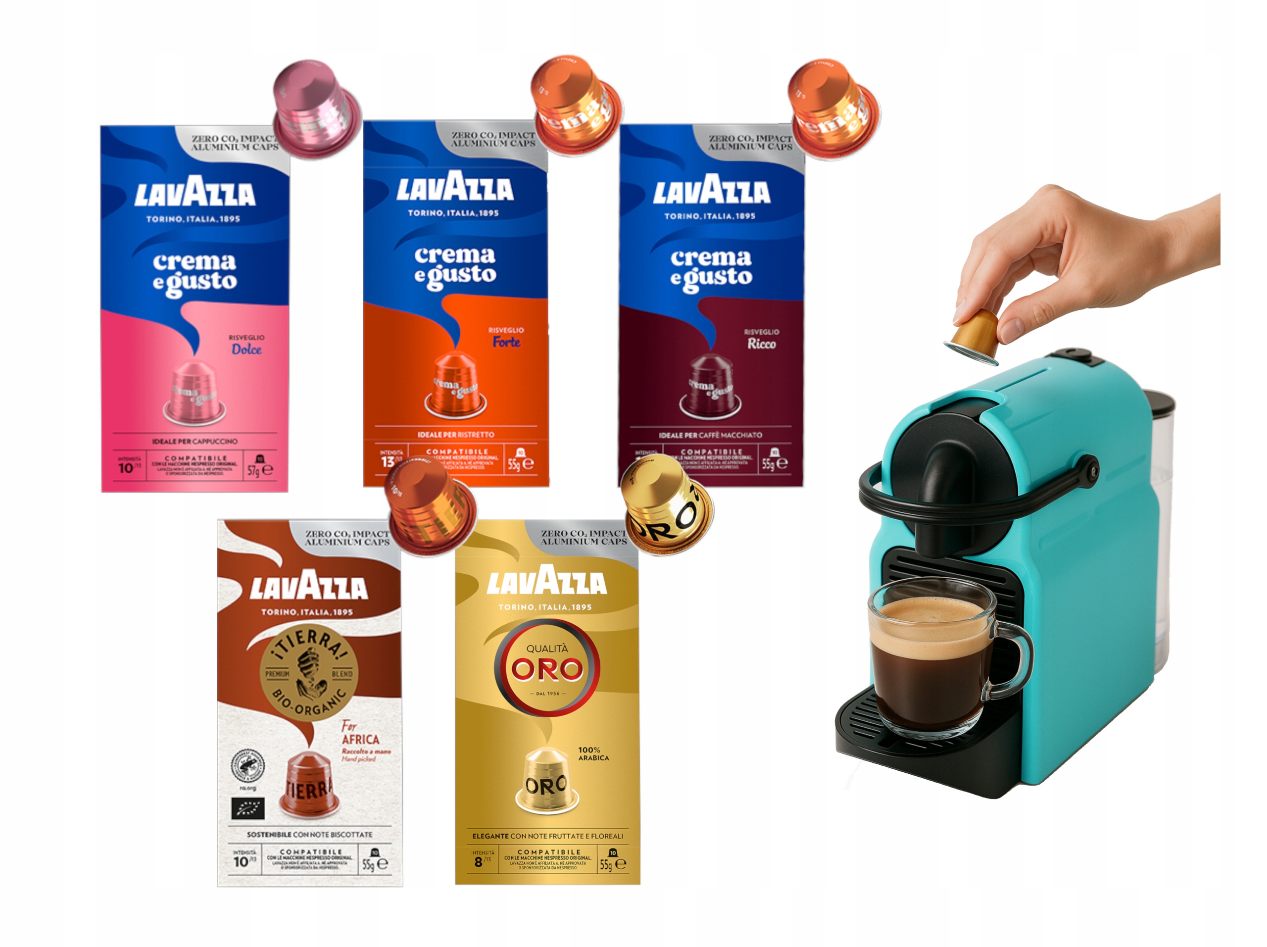 Kapsułki z kawą Lavazza kompatybilne z Nespresso Krups Delonghi Mix
