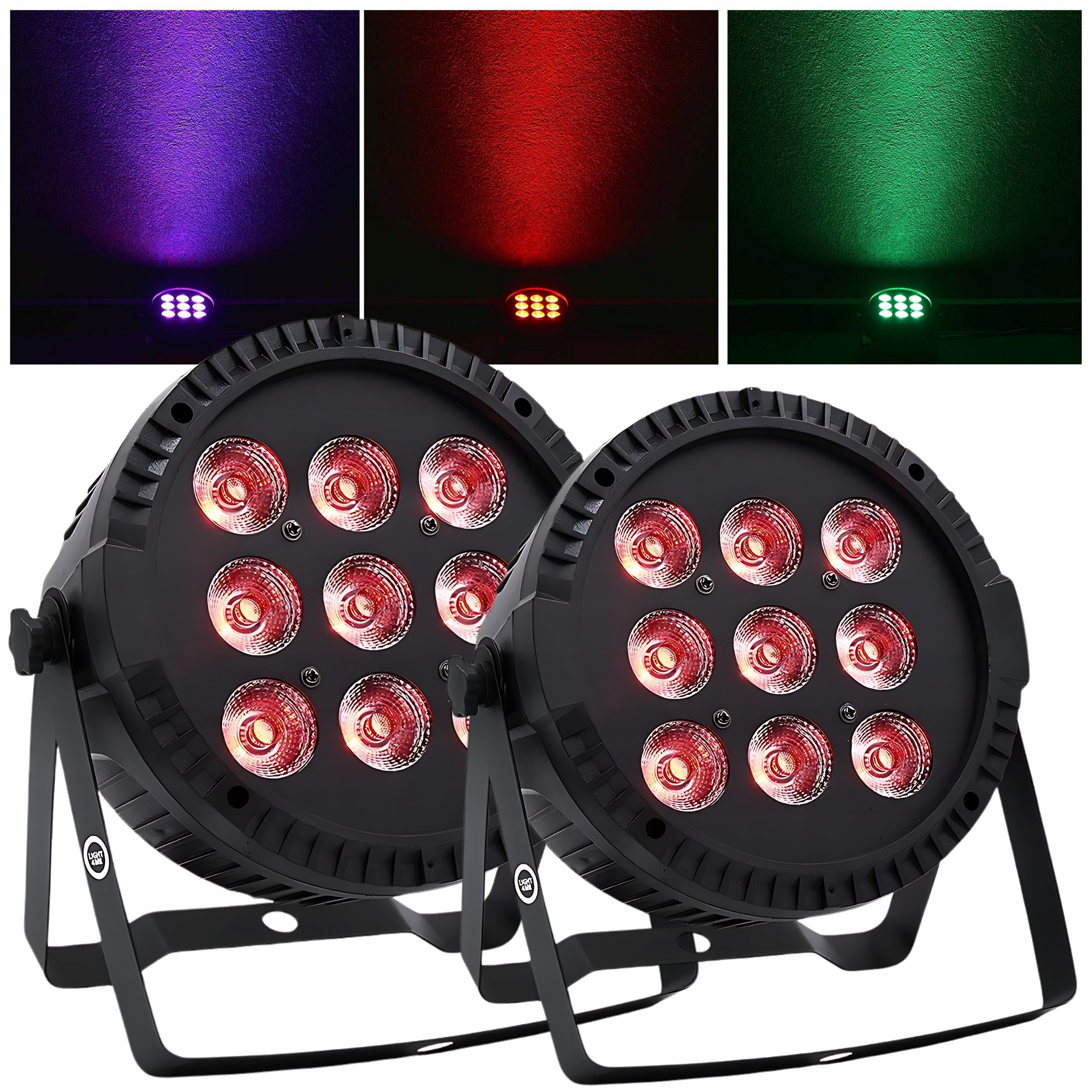 Set 2x Reflektor Par Projektor Laserový Diskotékový Kolorofon Rgbw 9x10