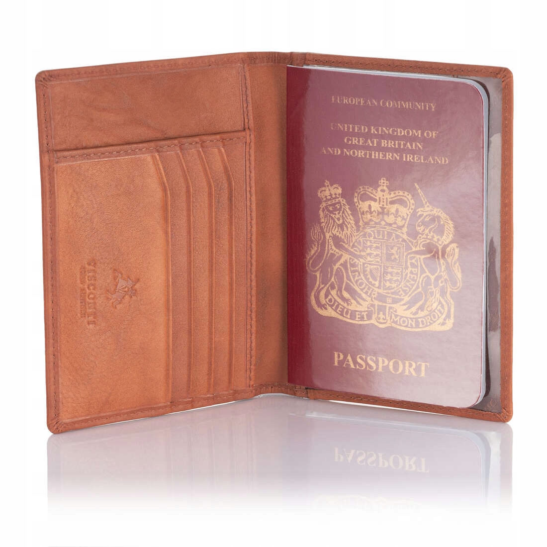 Skórzane etui na paszport Visconti V-2201 RFID Kolor brązowy