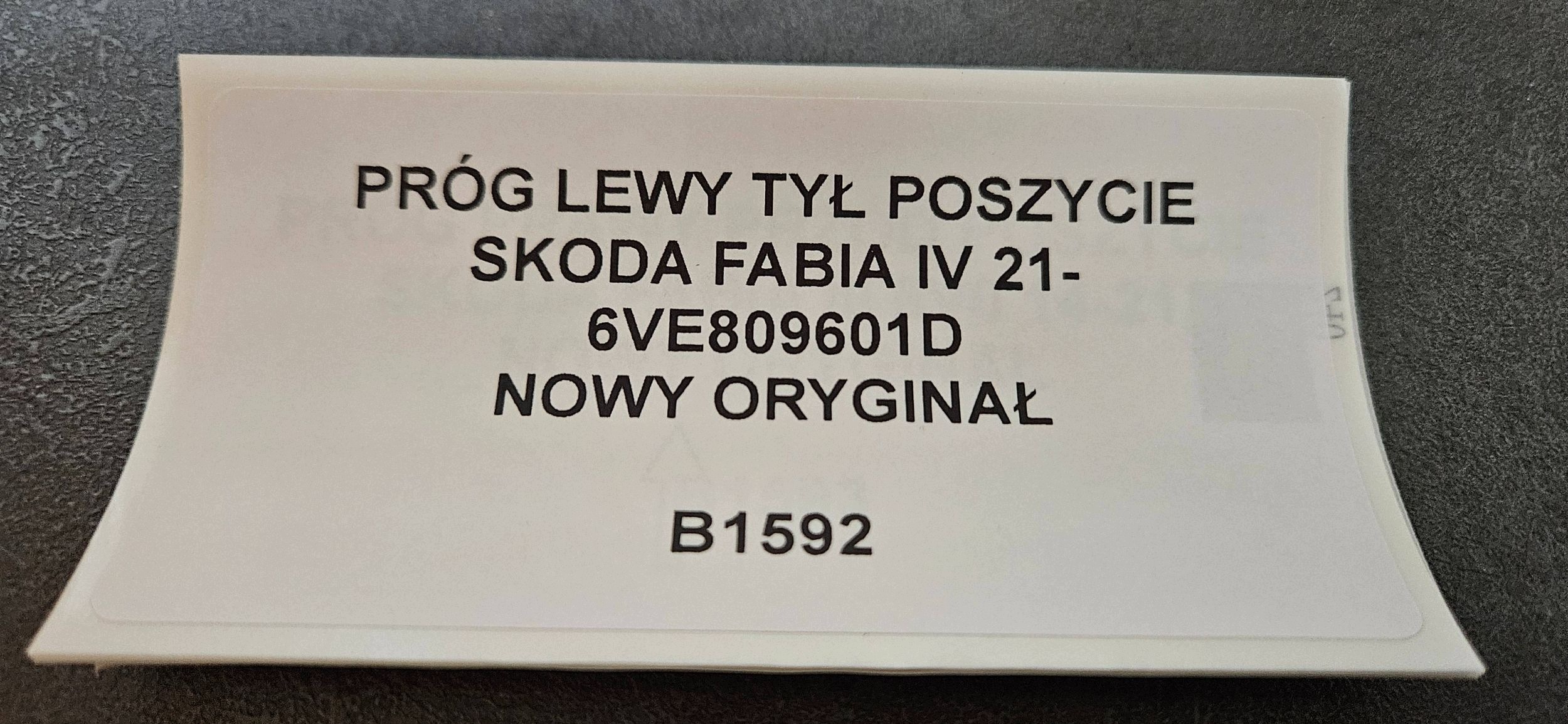 threshold left rear part side SKODA FABIA IV 21- new original 6VE809601D