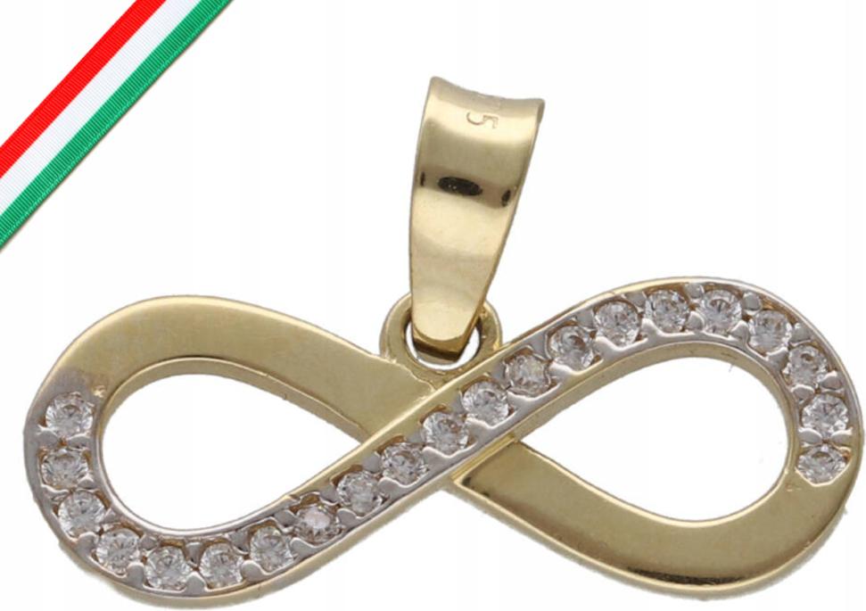 Zlatý přívěsek 585 nekonečno s zirkony, módní jako dárek 14k