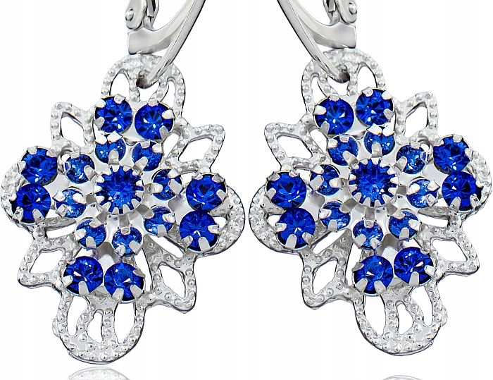 Krystaly Náušnice Venue Sapphire Stříbro Arande