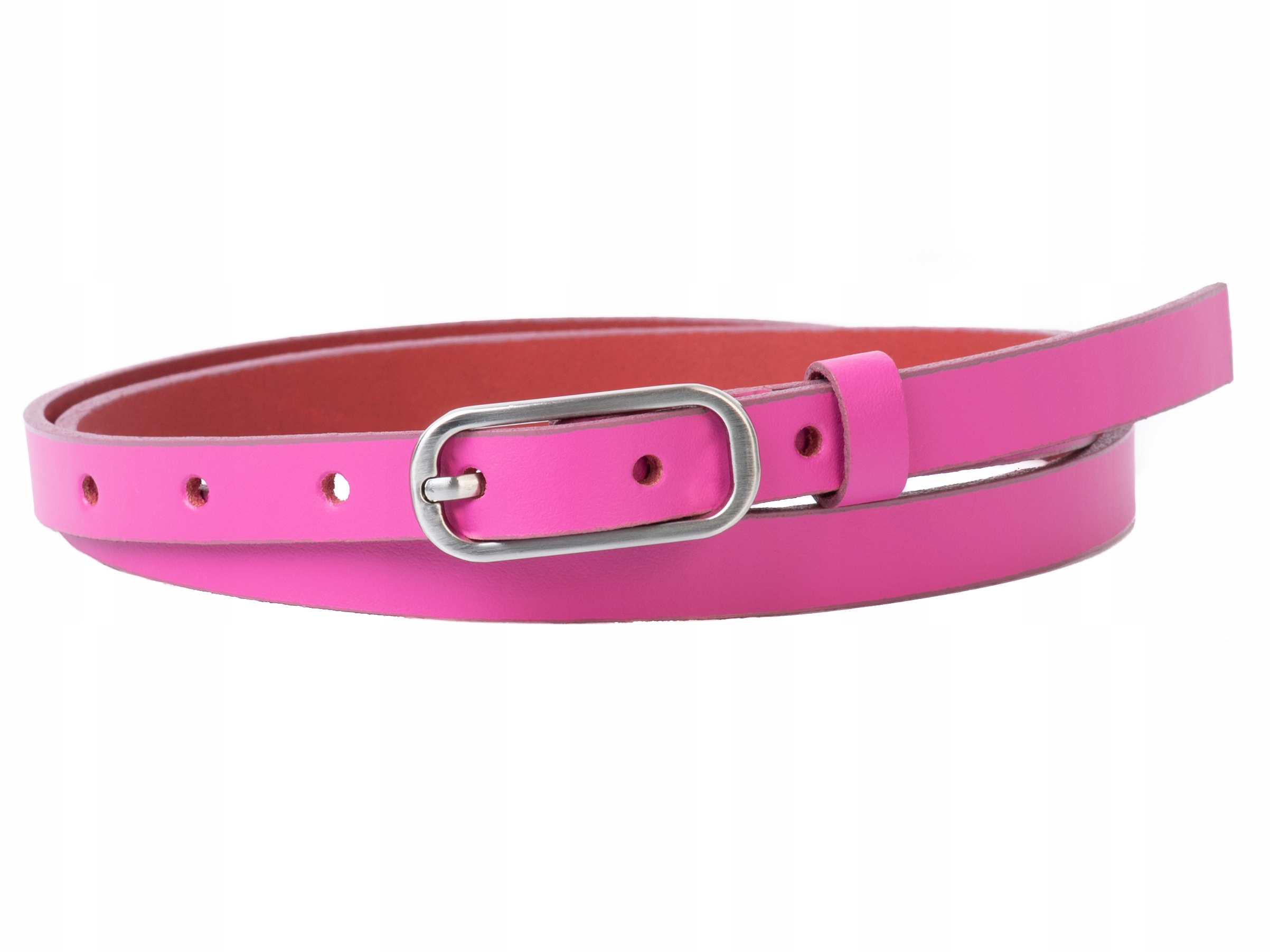 

Wąski pasek Różowy 100% Skórzany 1,5cm | r. 115cm