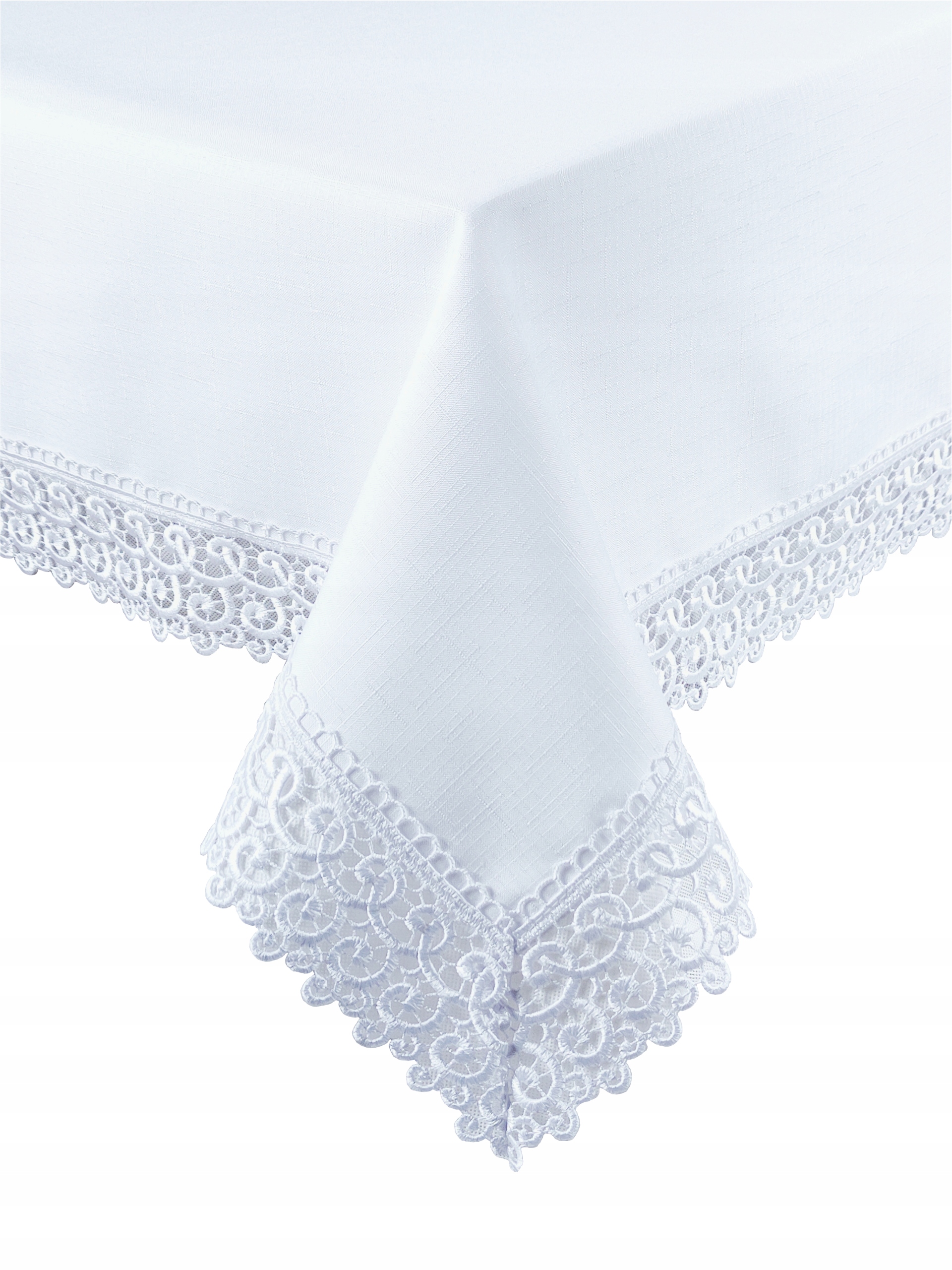 

Obrus plamoodporny 140x240 biały gipiura koronka