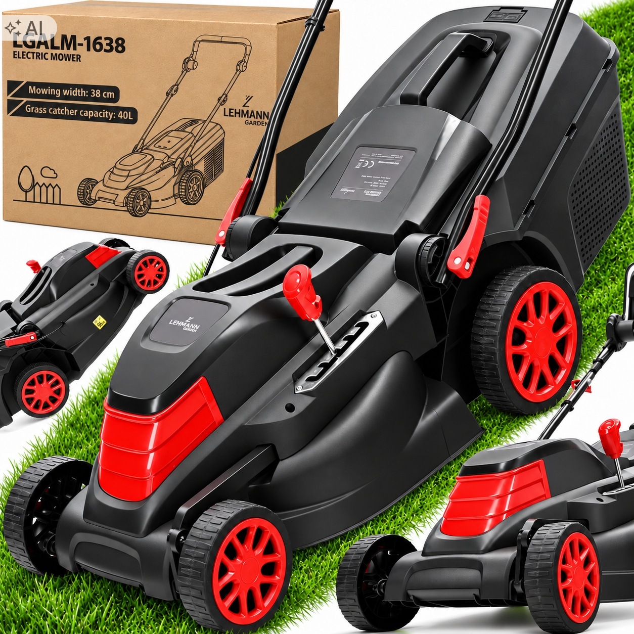 Elektrická Sekačka Na Trávy 2600 W Velká, Výkonná, S Regulací, Velký Koš 4000 ML