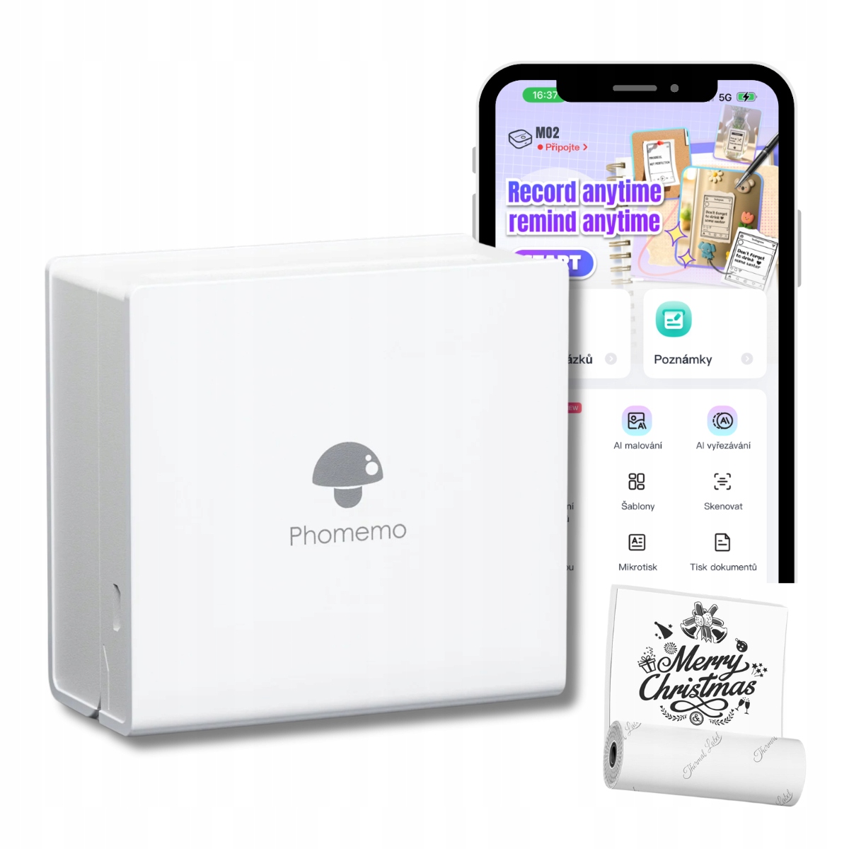 Phomemo M02 Chytrá přenosná tiskárna, Bílá