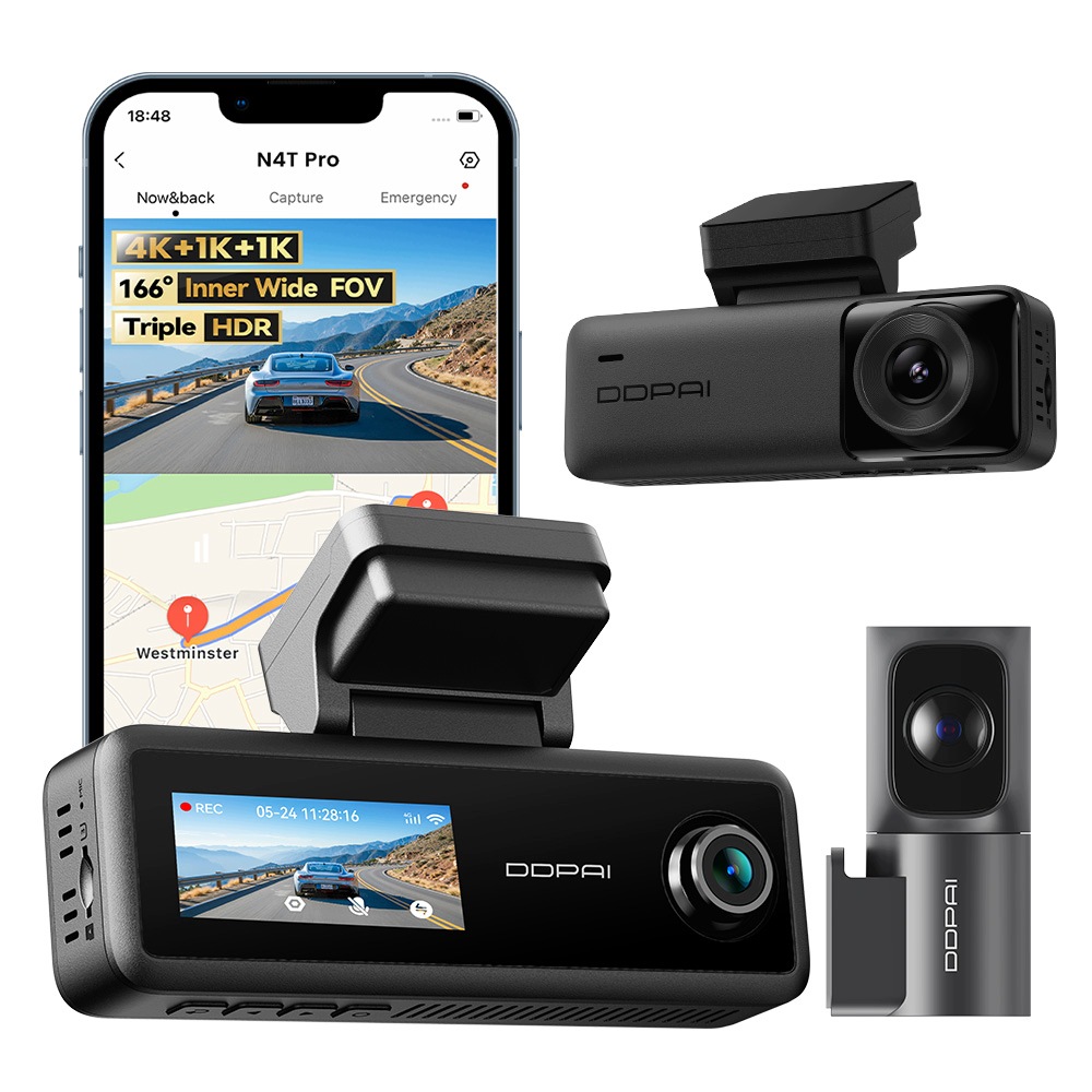 Videorekordér Ddpai N4T Pro Automobilová 4K Hdr Přední Zadní Interiér