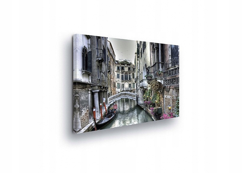 Obraz 100x75 Benátky kanál gondola most staré budovy voda krajina klid