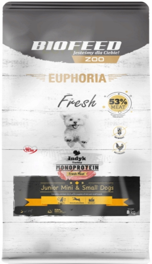Levně Biofeed Euphoria Fresh Meat Junior Krůta/králík Xs/s 8 Kg