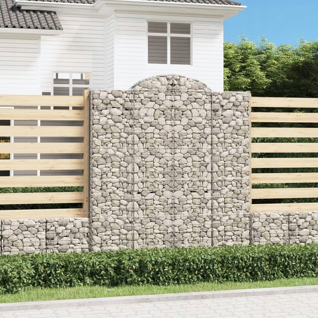 Gabionové koše, 5 ks, 200 x 30 x 220/240 cm, galvanizované železo