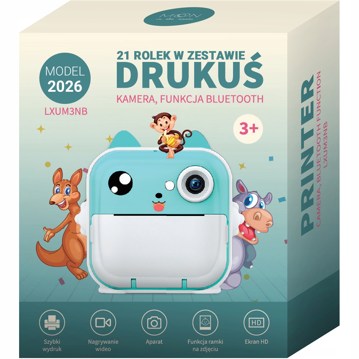 Drukuś Aparat Natychmiastowy Mini Drukarka Termiczna 21 Rolek Papieru