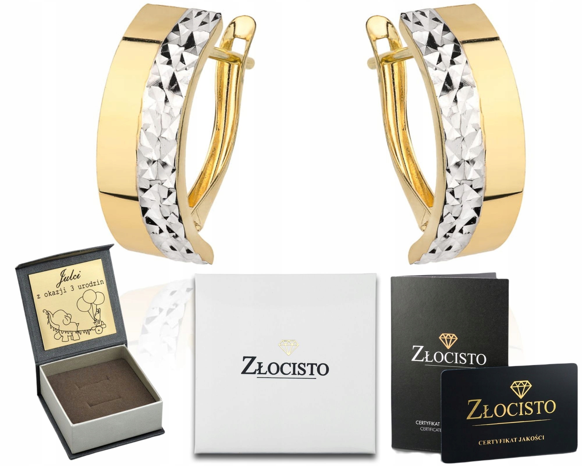 Zlaté Náušnice S Diamantem 585 Gravírování