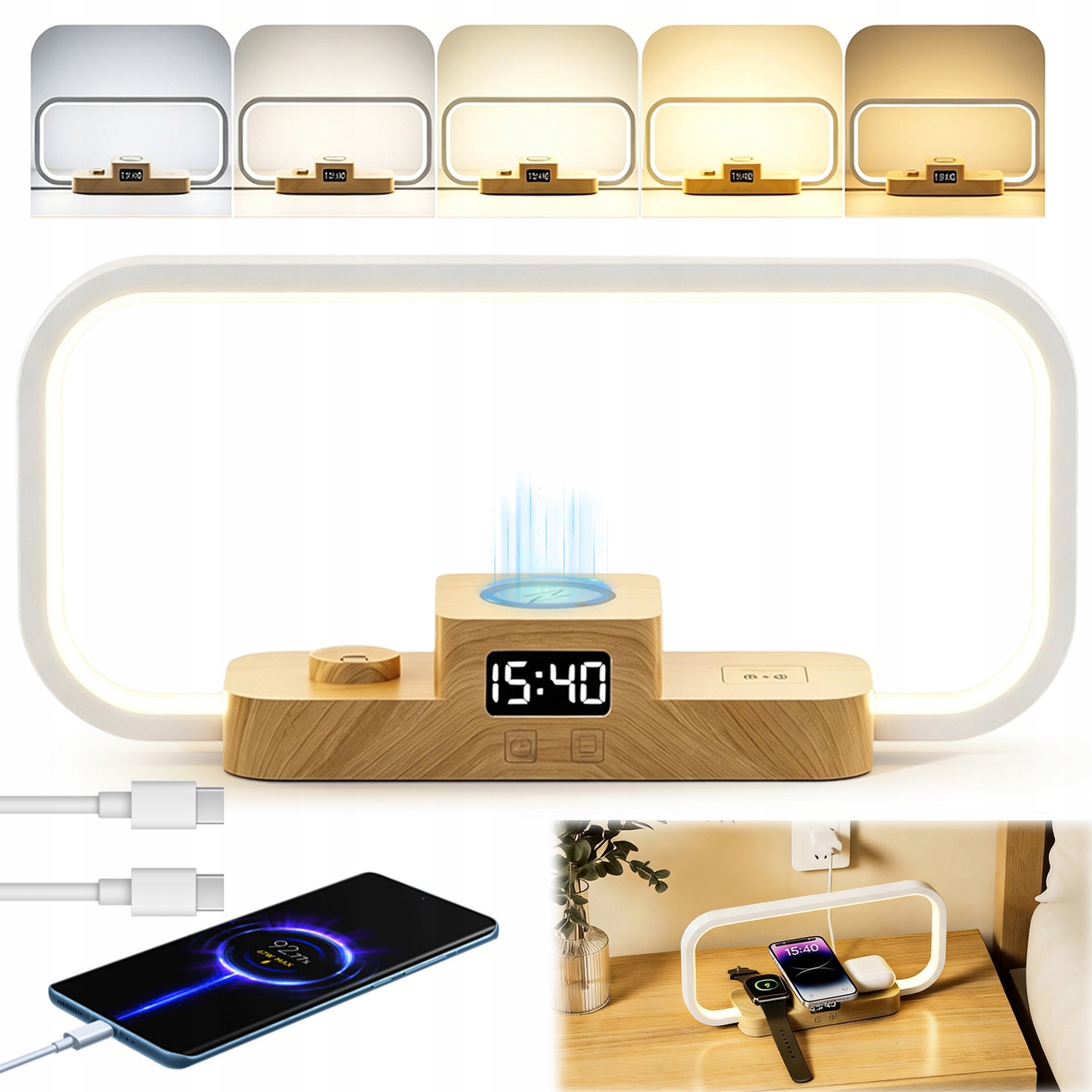 Stolní Lampa Led Lampa Nabíječka Rychlého Nabíjení 5 Barevných Teplot 3W
