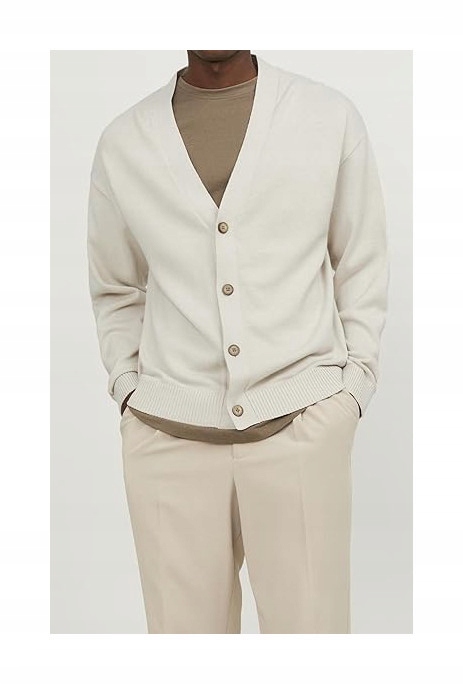 Pánský Kardigan Jack&jones S Bavlněným Úpletem, Béžový, Regular Fit