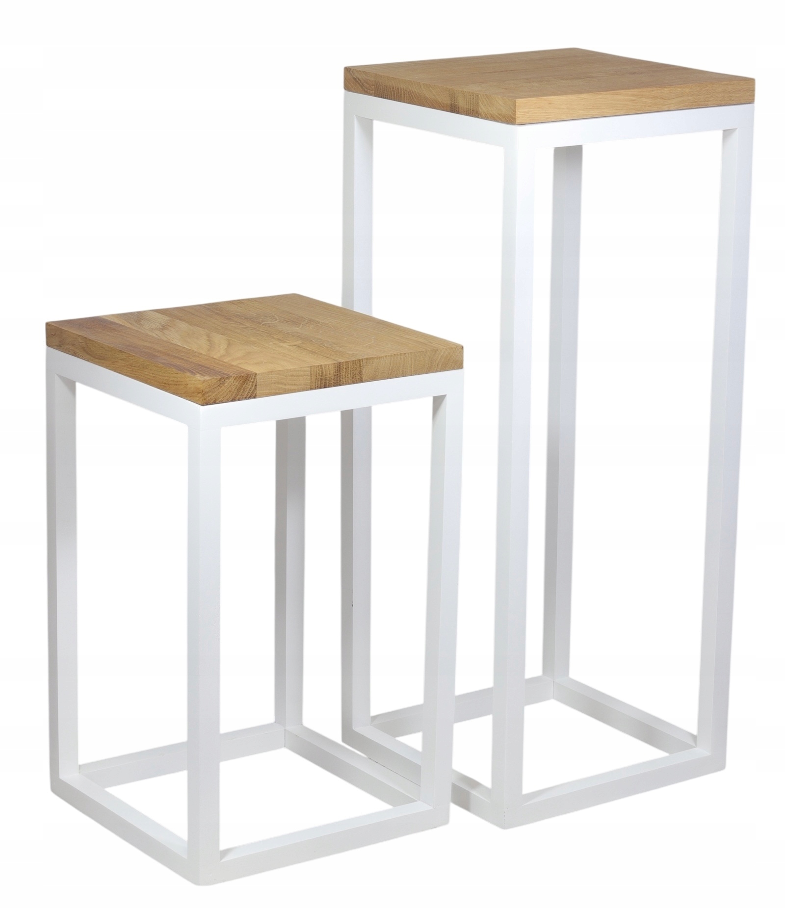 Set Stojacích Květináčů velký a malý dřevěný dub Bílý Květináč