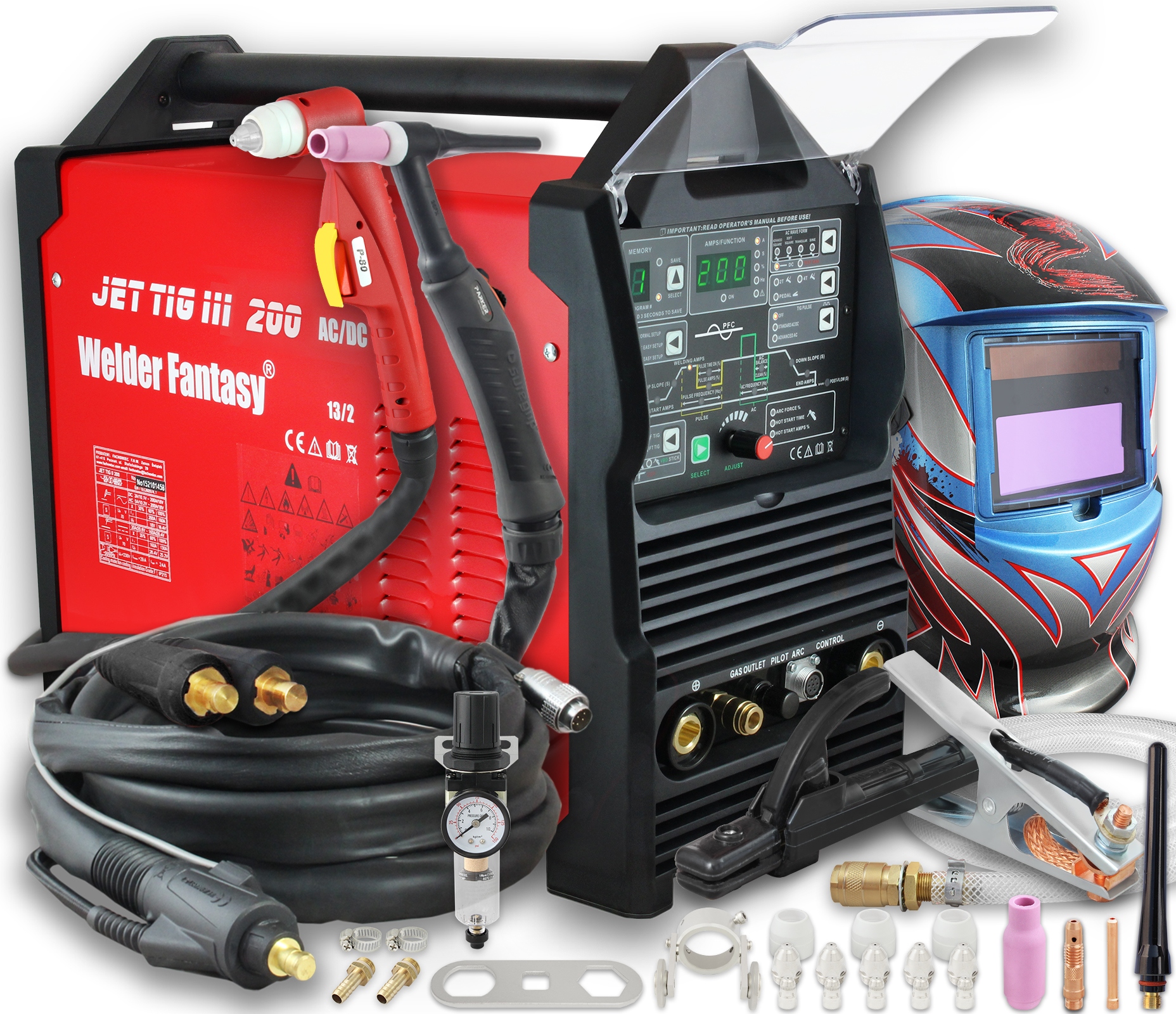 Плазмовий зварювальний апарат JET TIG III 200 AC / DC Mask 3035