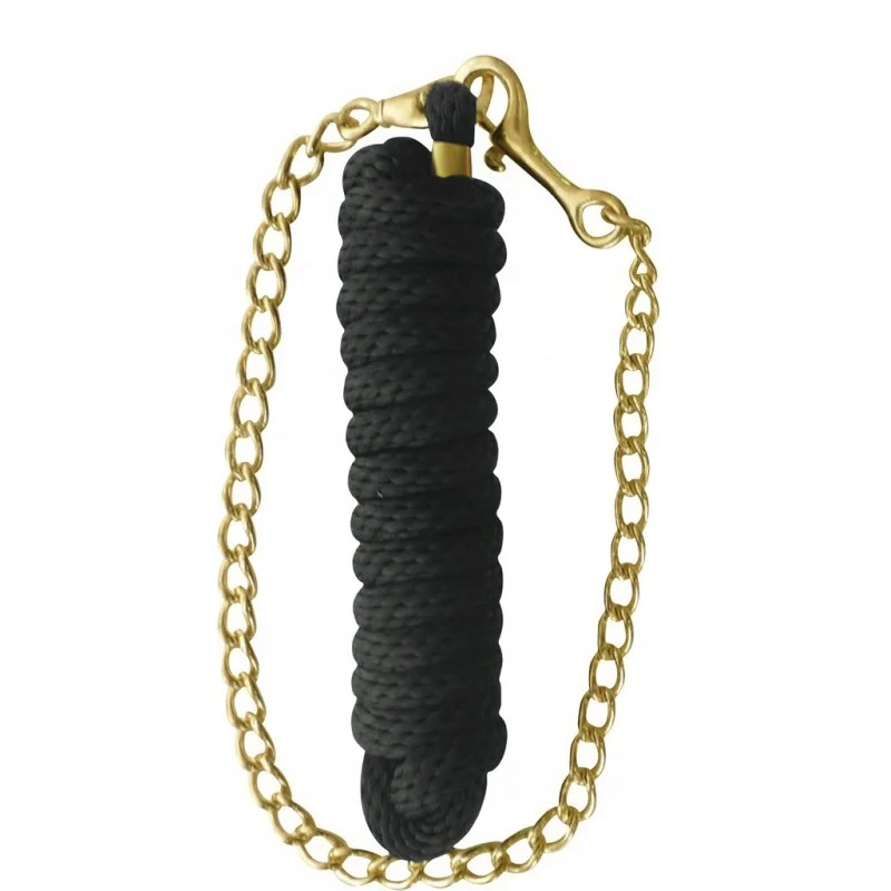 Uwiąz dla konia Ekkia z łańcuszkiem 3.5m czarny/złoty Snap