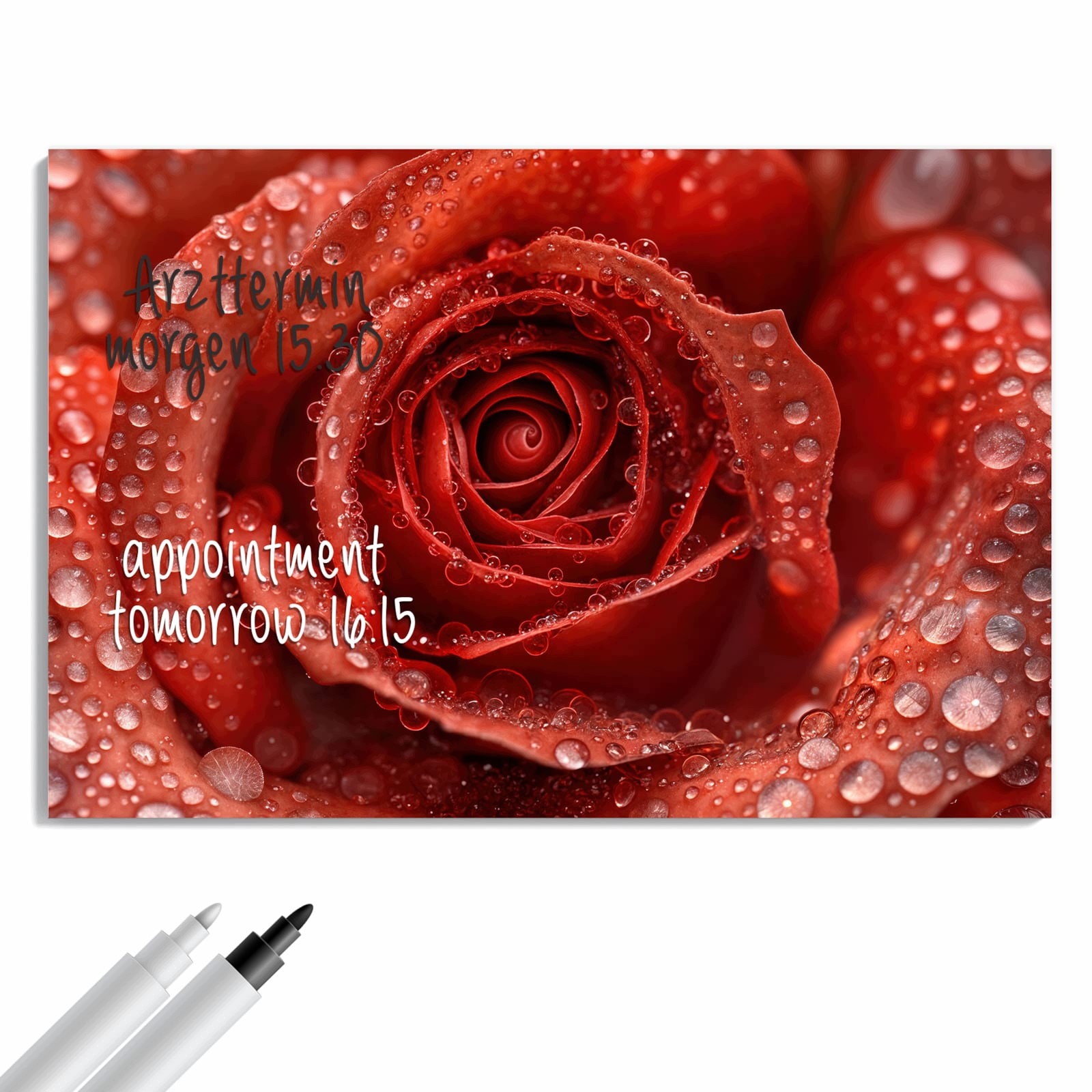 Magnetická tabule Kapky vody Růže 60 × 40 cm