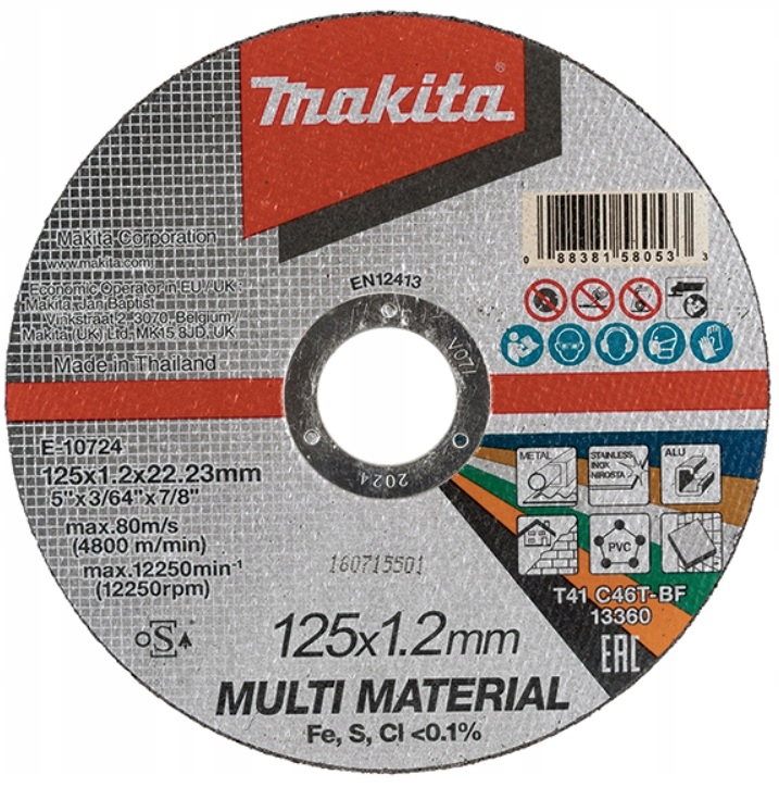 

Makita E-10724 Tarcza Tnąca 125x1,2mm Multi