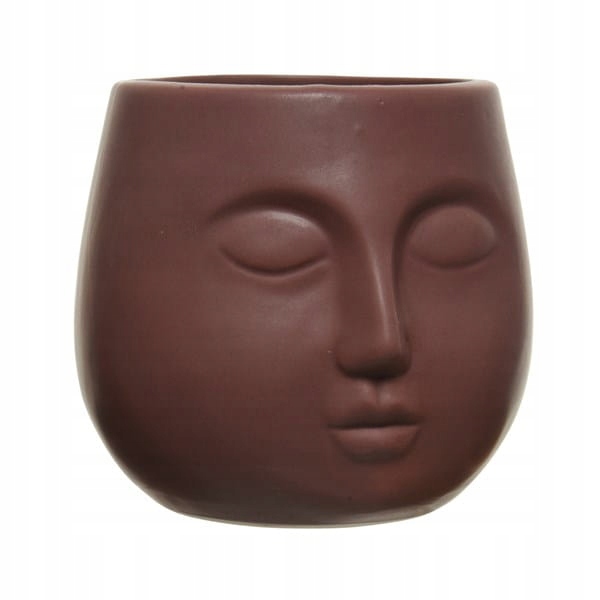 Osłonka z twarzą niska brąz boho loft 11,4x10,3cm