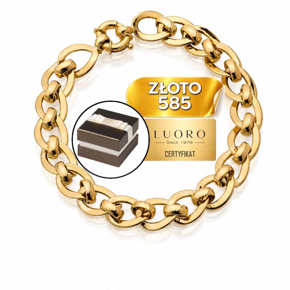 Náramek Zlatý 585 14K Články Žluté Zlato 19 CM Elegantní Prestige