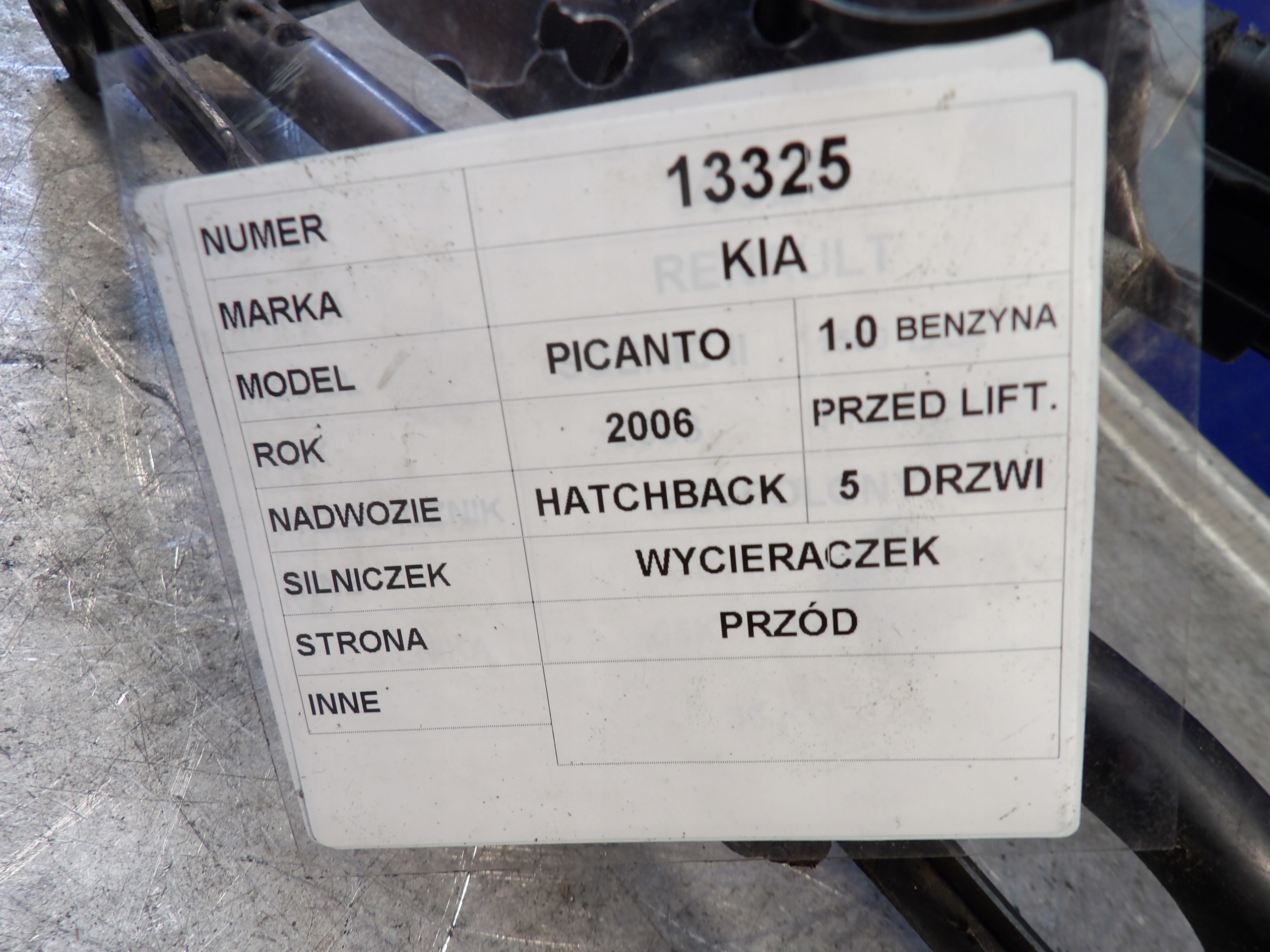 Kia Picanto wiper mechanism front 1,0B