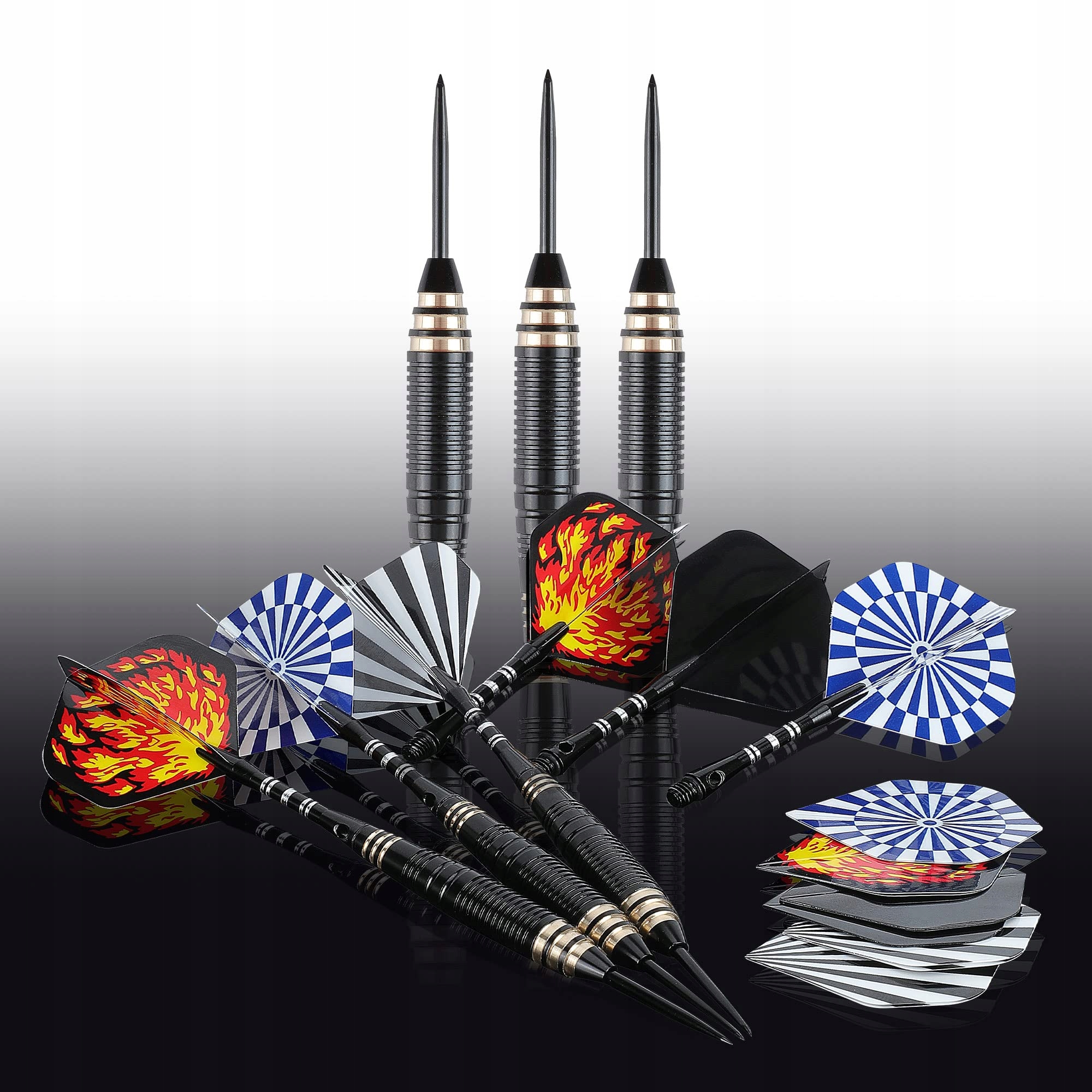 CAREGAMES Steeldarty Set: 6 Darts, 24g, Accessories, Gift Case, Black — miniatura 3