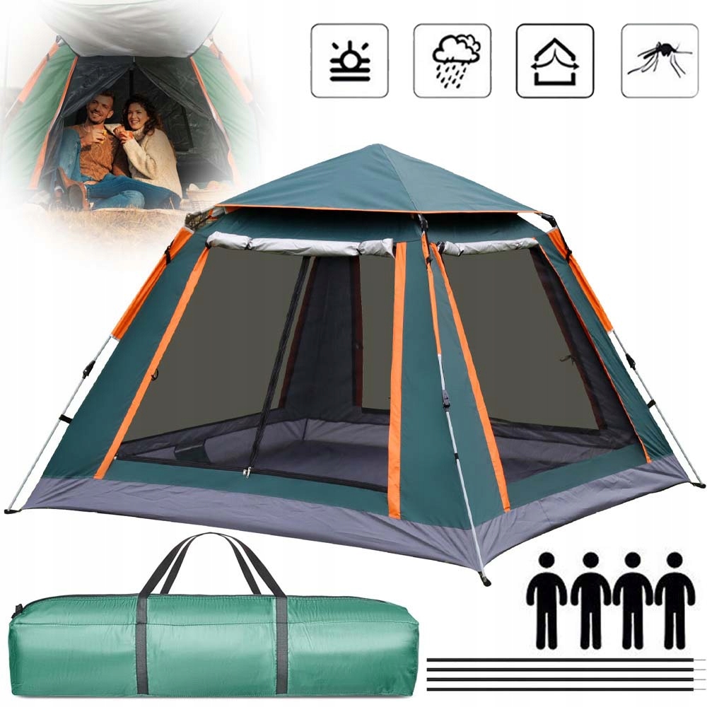 Namiot Turystyczny Samorozkładający Automatyczny Wodoodporny 3-4 Osobowy