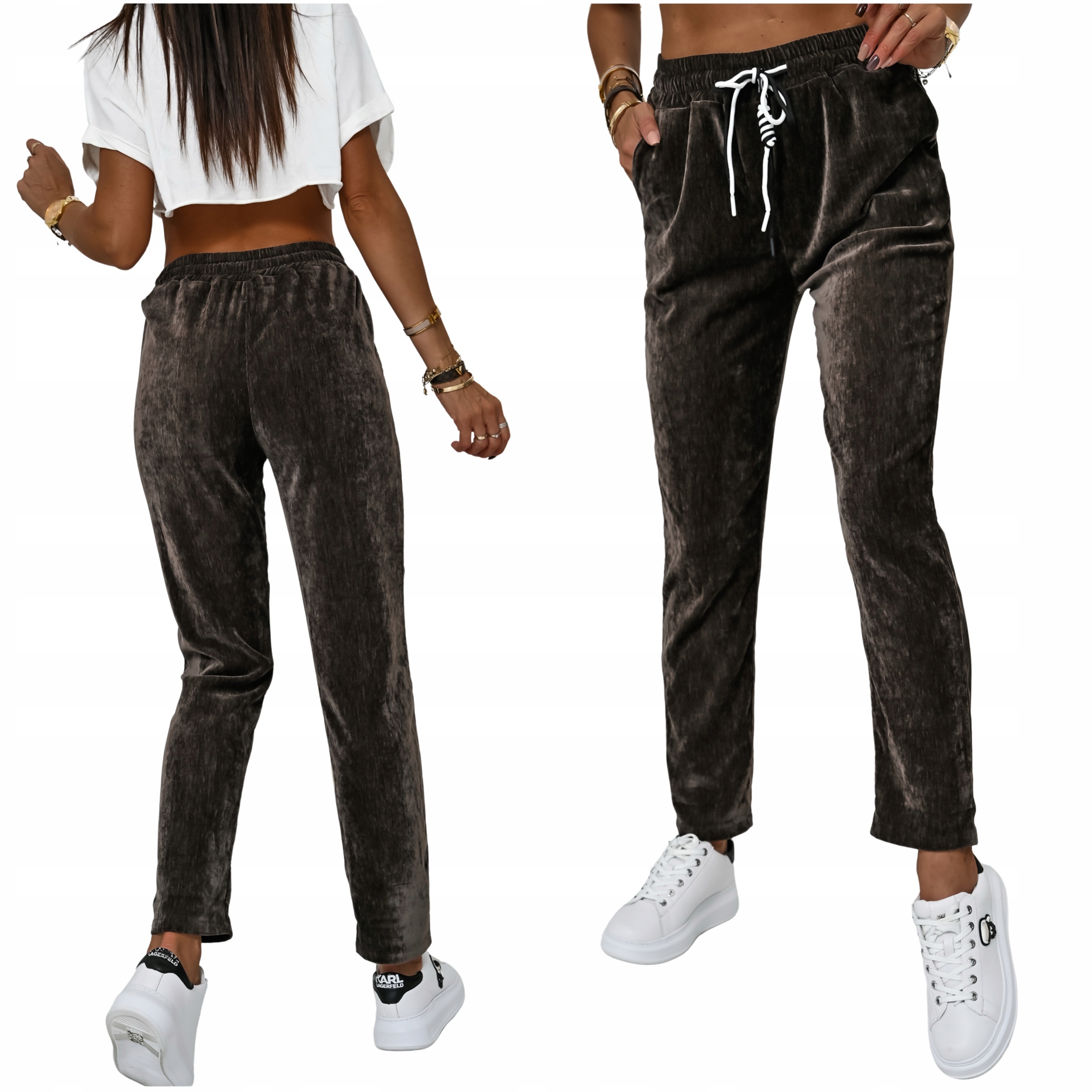 Casualowe Welurowe Spodnie Lana! WZ.1