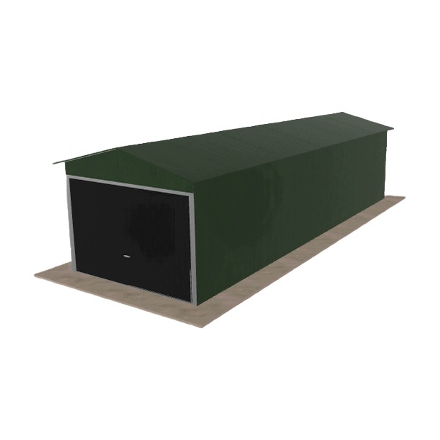 Plechová garáž 3x9 m jednopolohová, dvouspádová, zelená