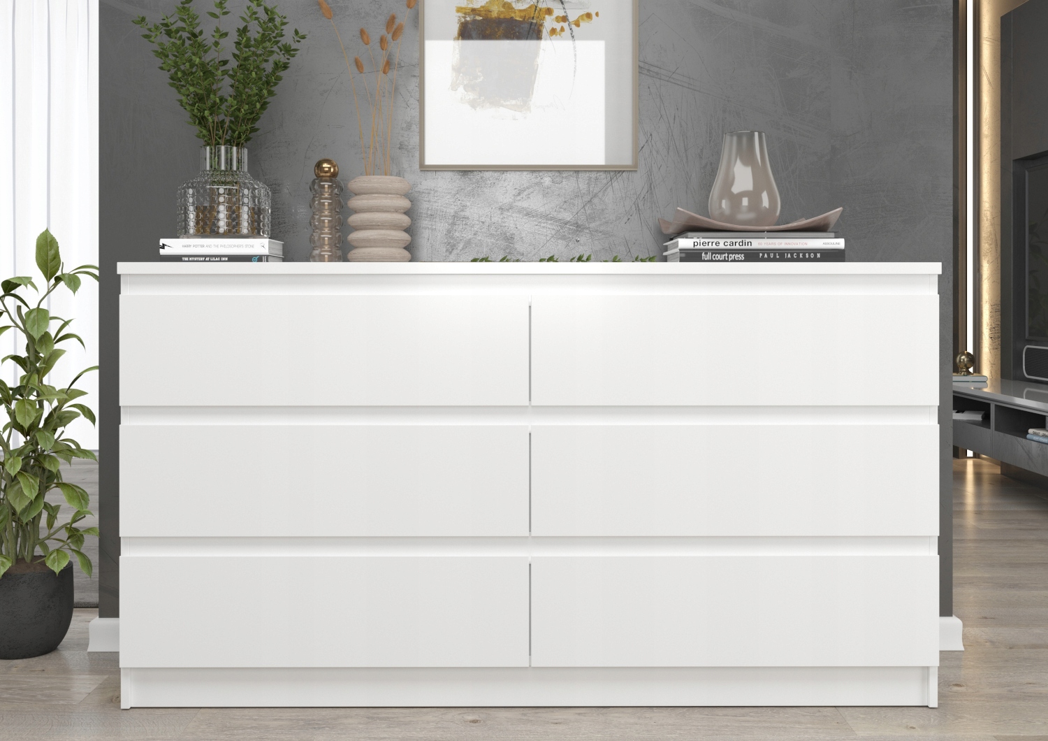 KOMODA SZAFKA STELLA 6S 150 CM BIAŁA DUŻA MAT MAFMEBLE Kolekcja STELLA