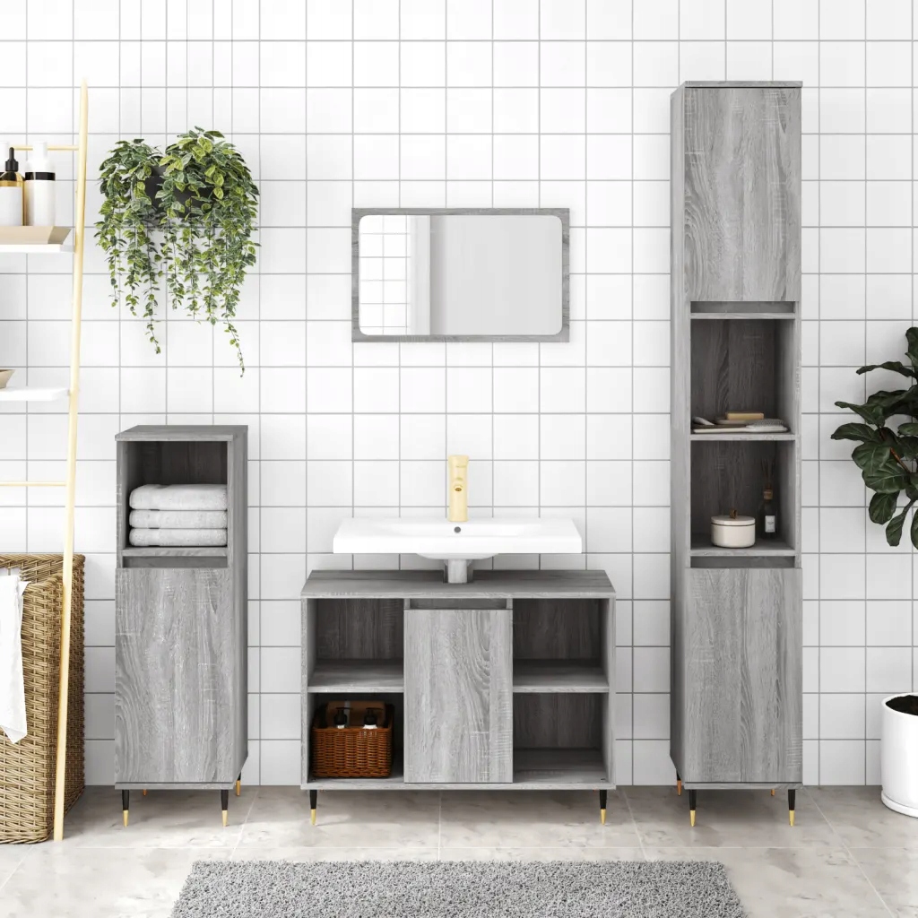 Petrashop Koupelnová skříňka šedá sonoma 30x30x100 cm kompozitní dřevo Šed