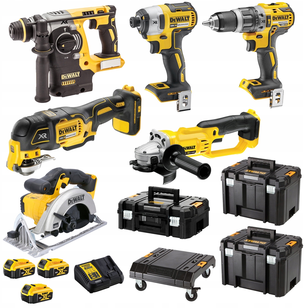 COMBO DeWALT zestaw DCK654P3T 6 narzędzi+ 3x5Ah+ładowarka+walizki