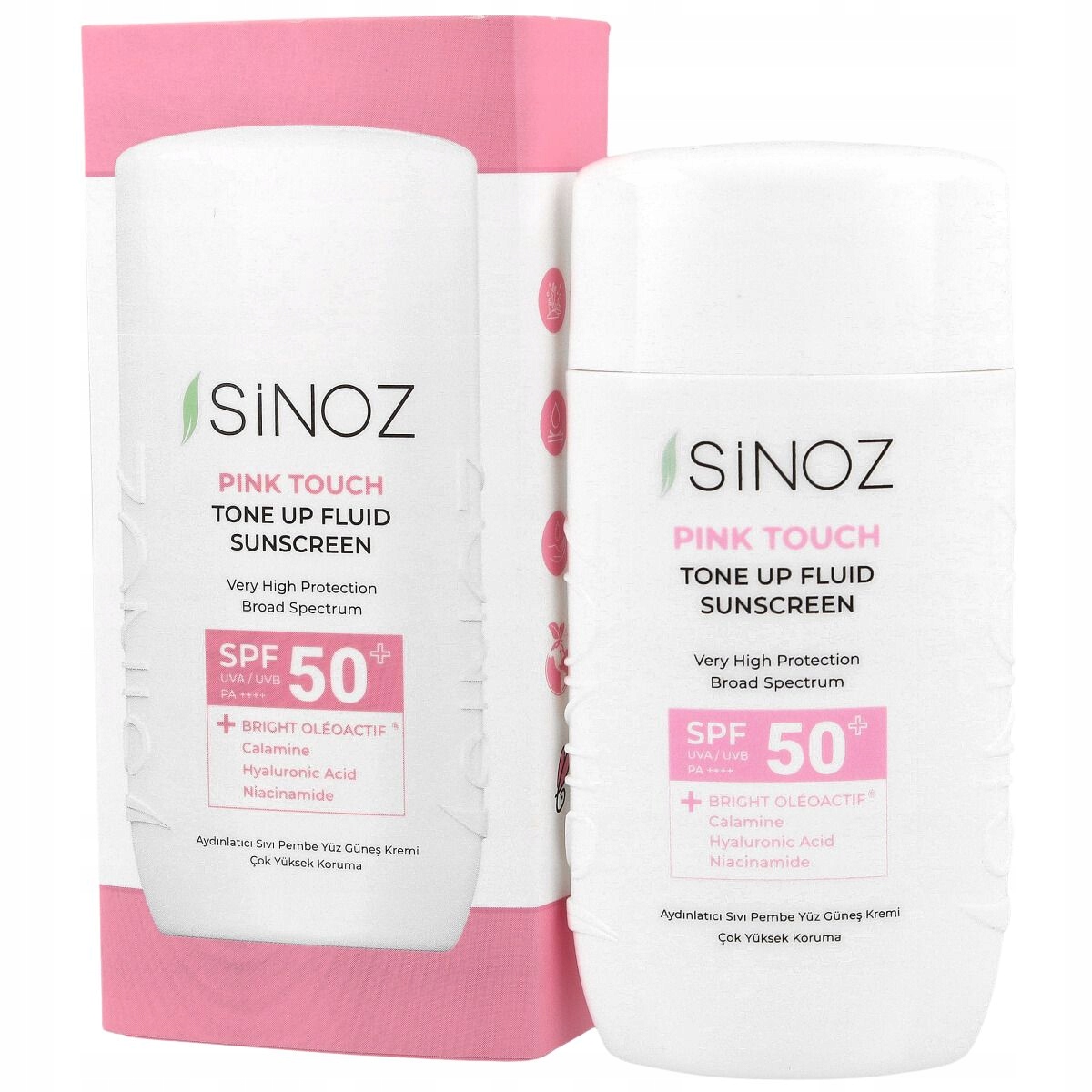 Sinoz Pink Touch Tone Up Fluid Sunscreen SPF50+ Pa++++, 50 ml