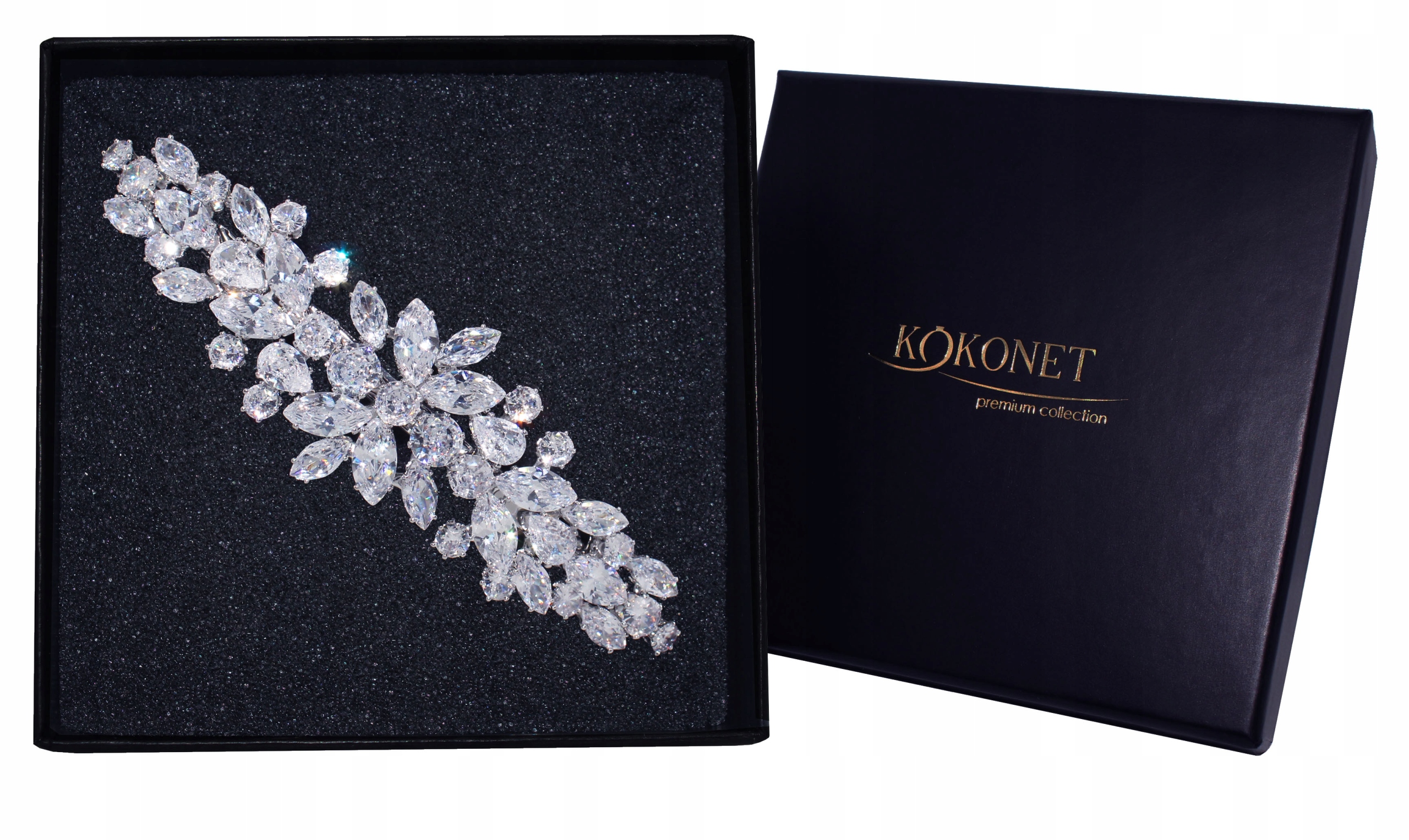 Stříbrná sponka ozdoba do vlasů vlny účes Svatební listy boho glamur