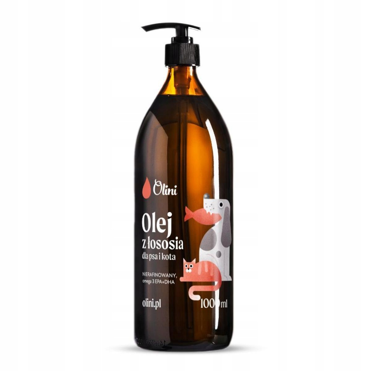 Lososový olej pro psa a kočku Olini 1L – zdroj omega-3 kyselin Epa Dha