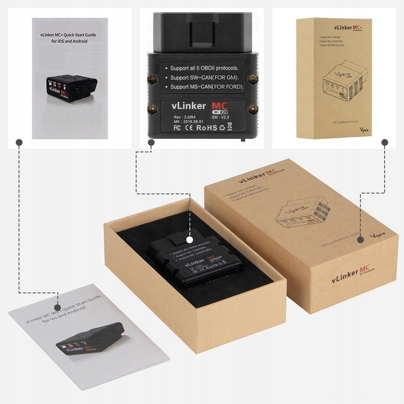 INTERFEJS KOMPUTER DIAGNOSTYCZNY OBD2 Bimmercode Forscan MotoSca WiFi VGATE Marka Vgate