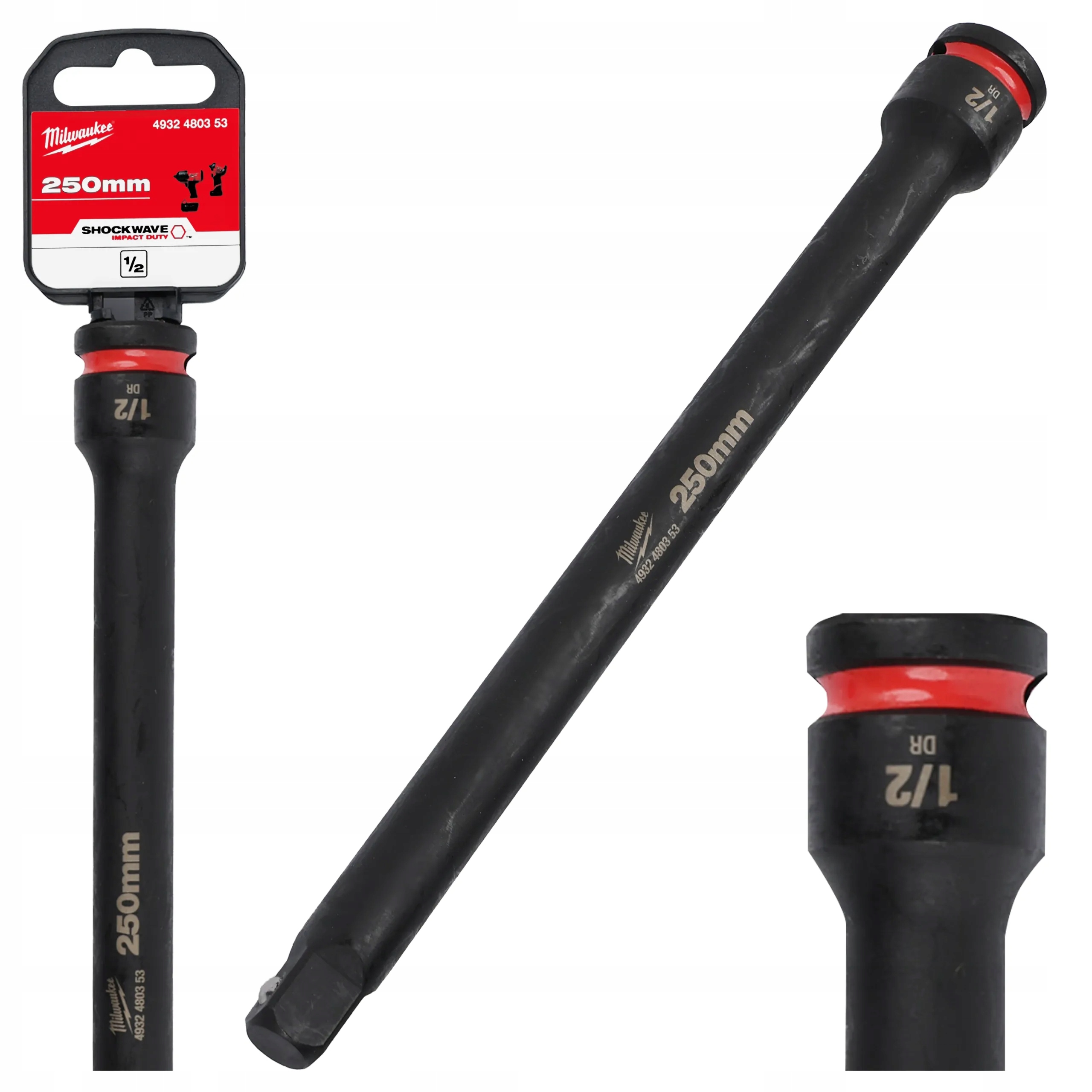 Przedłużka nasadki udarowa 250 mm na 1/2" Hex Milwaukee Shockwave