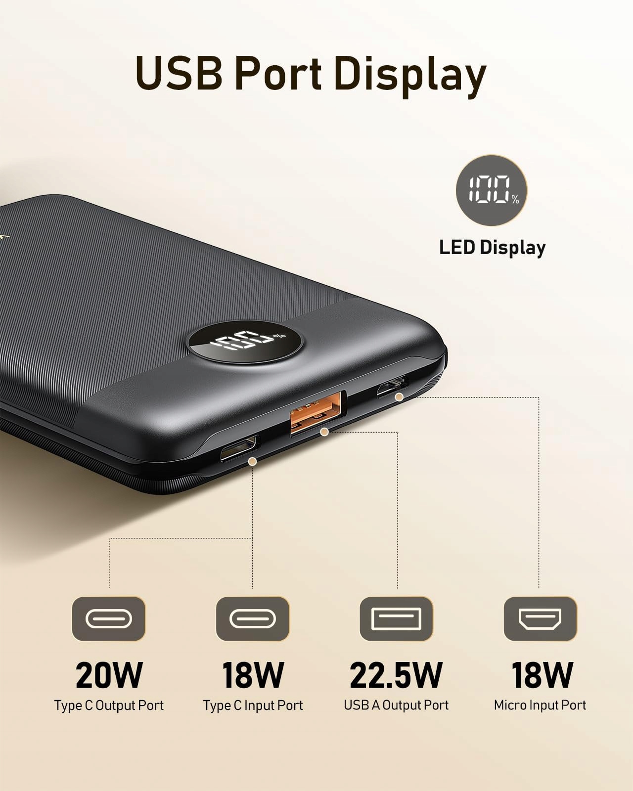 VEEKTOMX 10000mAh Powerbank 22.5W USB C for iPhone Samsung Huawei — miniatura 6