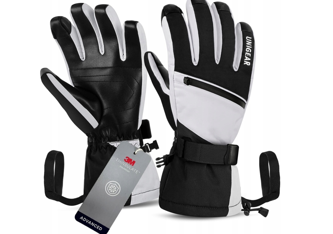 Unigear Wodoodporne, Ciepłe Rękawice Narciarskie Xs Białe