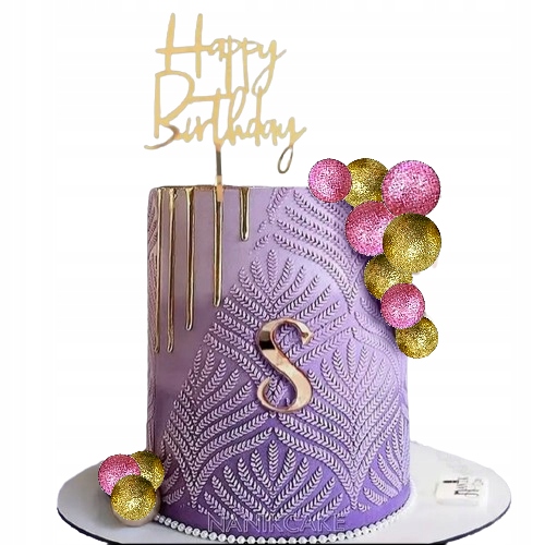 TOPPER KULE KULKI NA PIKU FIOLETOWO RÓŻOWE ZŁOTE DEKORACJA NA TORT 788H Marka inny