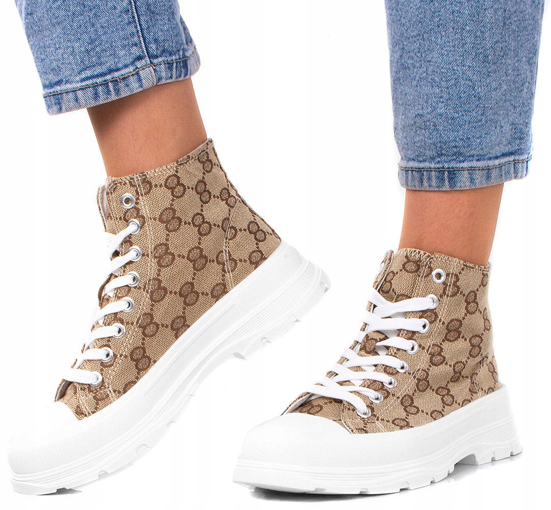 BEŻOWE WYSOKIE TRAMPKI PALLADI 41 Marka inna