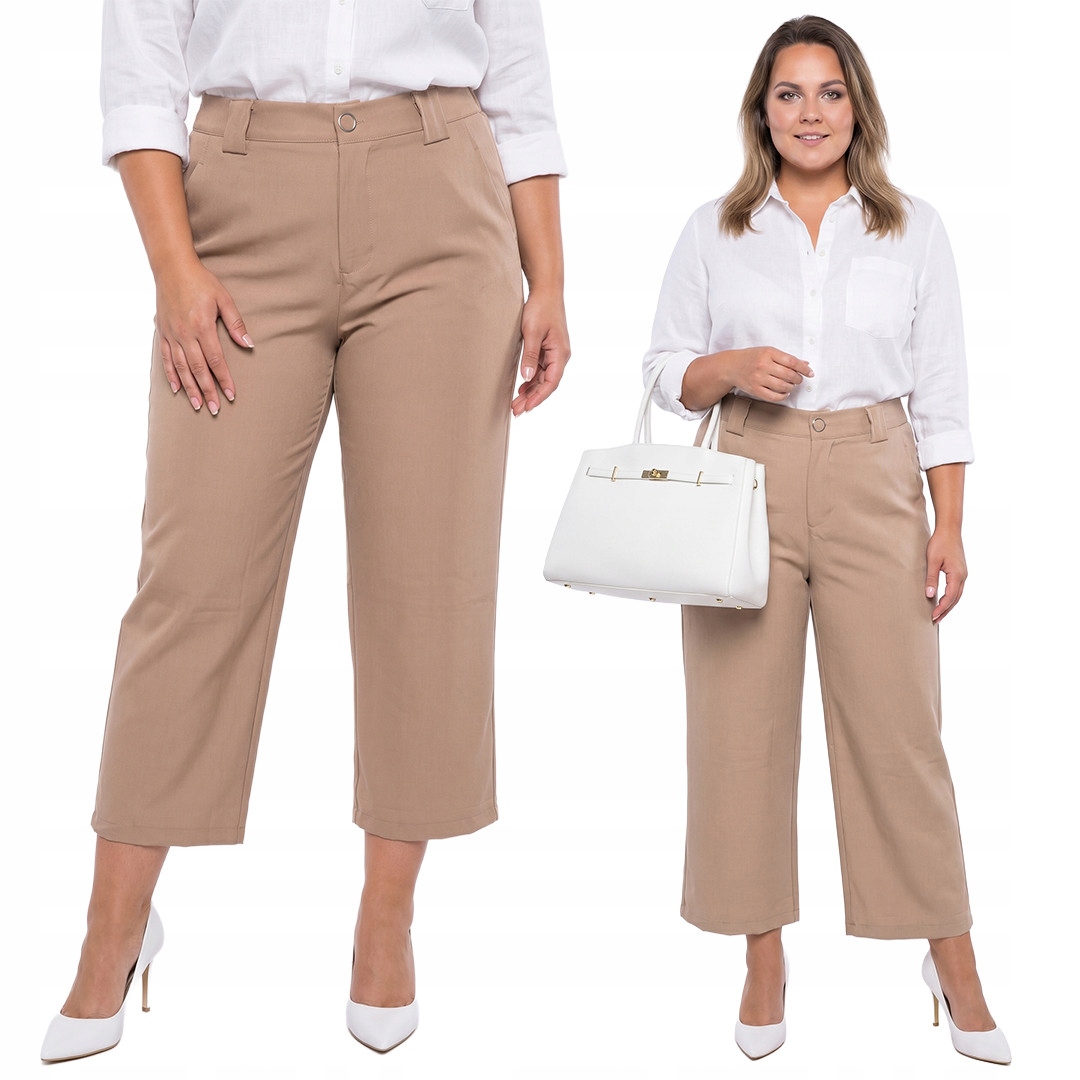 Hnědé kalhoty culottes plus size velikost 48