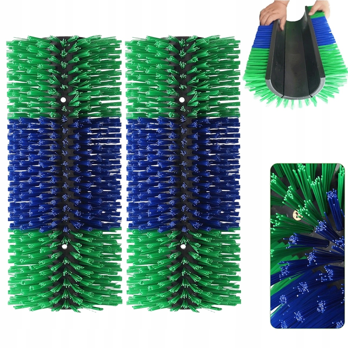 Modro-zelený kartáč na čištění a masáž koní z nylonu pro stáje