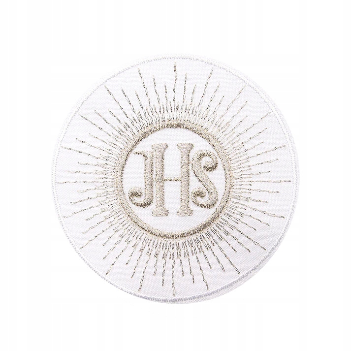 Aplikacja naszywka HOSTIA IHS na albę komunia 015 / BIAŁO - SREBRNA